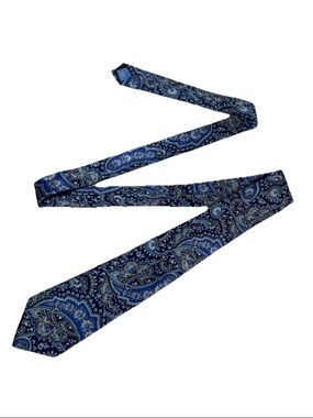 Countness Mara Men’s Tie Blue Gold Paisley Width: 3.5” Length: 58.5” 100% Silk